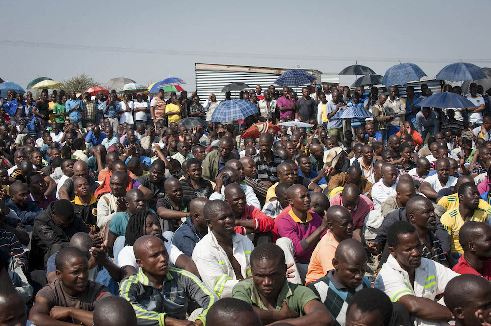 Marikana miners and families waiting