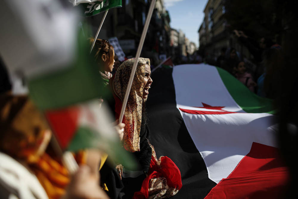 Protest in Spain for independence of Western Sahara